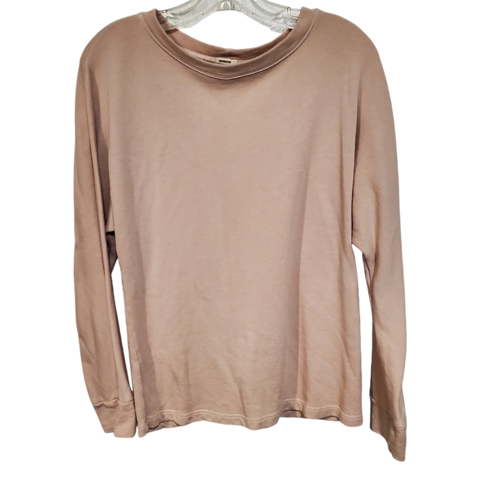 Monrow Buff Pink Sweatshirt, Ruched Back, SZ S